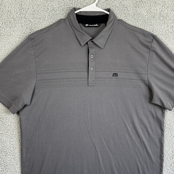 Travis Mathew Pima Cotton Blend Shirt Polo Mens XL Gray Hyundai Rugby Golf Logo